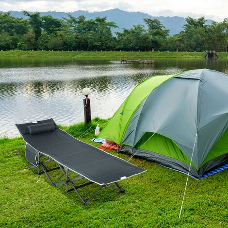 OUTSUNNY Lit De Camp Lit D'appoint Pliable Dim. 188L X 64,5l X 53H Cm Pochette Rangement, Tétière, Sac De Transport Inclus Métal Oxford Gris 4 OUTSUNNY Lit De Camp Lit D'appoint Pliable Dim. 188L X 64,5l X 53H Cm Pochette Rangement, Tétière, Sac De Transport Inclus Métal Oxford Gris – Image 2