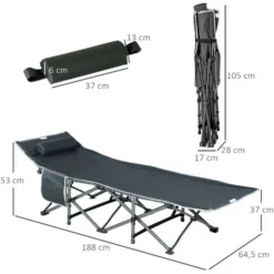 OUTSUNNY Lit De Camp Lit D'appoint Pliable Dim. 188L X 64,5l X 53H Cm Pochette Rangement, Tétière, Sac De Transport Inclus Métal Oxford Gris 9 OUTSUNNY Lit De Camp Lit D'appoint Pliable Dim. 188L X 64,5l X 53H Cm Pochette Rangement, Tétière, Sac De Transport Inclus Métal Oxford Gris -Promos Verde Rêverie Boutique 52444497 3