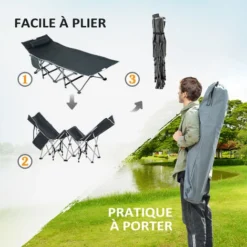 OUTSUNNY Lit De Camp Lit D'appoint Pliable Dim. 188L X 64,5l X 53H Cm Pochette Rangement, Tétière, Sac De Transport Inclus Métal Oxford Gris 11 OUTSUNNY Lit De Camp Lit D'appoint Pliable Dim. 188L X 64,5l X 53H Cm Pochette Rangement, Tétière, Sac De Transport Inclus Métal Oxford Gris -Promos Verde Rêverie Boutique 52444497 5