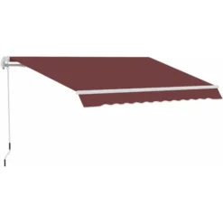 OUTSUNNY Store Banne Manuel Rétractable Aluminium Polyester Imperméabilisé 3,5L X 2,5l M Bordeaux