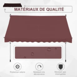 OUTSUNNY Store Banne Manuel Rétractable 3L X 1,5l M Inclinaison Et Hauteur Réglable Installation Rapide Métal Alu Polyester Anti-UV Bordeaux 10 OUTSUNNY Store Banne Manuel Rétractable 3L X 1,5l M Inclinaison Et Hauteur Réglable Installation Rapide Métal Alu Polyester Anti-UV Bordeaux -Promos Verde Rêverie Boutique 52476541 4