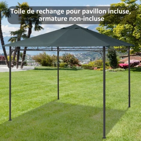 OUTSUNNY Toile De Rechange Pour Pavillon Tonnelle Tente 3 X 3 M Polyester Haute Densité 180 G/m² Revêtement PA Anti-UV Gris 4 OUTSUNNY Toile De Rechange Pour Pavillon Tonnelle Tente 3 X 3 M Polyester Haute Densité 180 G/m² Revêtement PA Anti-UV Gris – Image 2