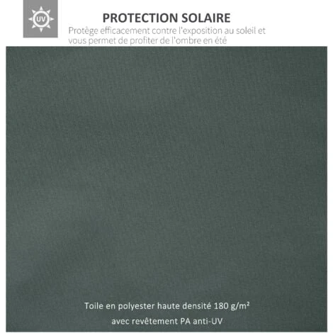OUTSUNNY Toile De Rechange Pour Pavillon Tonnelle Tente 3 X 3 M Polyester Haute Densité 180 G/m² Revêtement PA Anti-UV Gris 6 OUTSUNNY Toile De Rechange Pour Pavillon Tonnelle Tente 3 X 3 M Polyester Haute Densité 180 G/m² Revêtement PA Anti-UV Gris – Image 4
