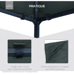 OUTSUNNY Toile De Rechange Pour Pavillon Tonnelle Tente 3 X 3 M Polyester Haute Densité 180 G/m² Revêtement PA Anti-UV Gris 11 OUTSUNNY Toile De Rechange Pour Pavillon Tonnelle Tente 3 X 3 M Polyester Haute Densité 180 G/m² Revêtement PA Anti-UV Gris -Promos Verde Rêverie Boutique 52476672 5