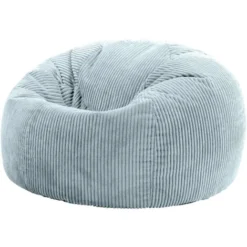 Icon Pouf Classique En Velours Côtelé Kingston, Fauteuil Pouf Pour Adultes, 85cm X 50cm, Bleu Glacé