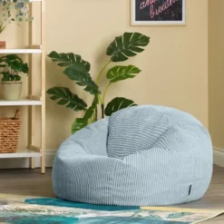 Icon Pouf Classique En Velours Côtelé Kingston, Fauteuil Pouf Pour Adultes, 85cm X 50cm, Bleu Glacé -Promos Verde Rêverie Boutique 53589802 3