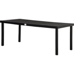 OUTSUNNY Table De Jardin Rectangulaire Pour 8 Personnes En Aluminium Plateau PE à Lattes Aspect Bois Dim. 190L X 90l X 74H Cm Noir