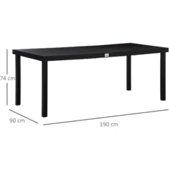 OUTSUNNY Table De Jardin Rectangulaire Pour 8 Personnes En Aluminium Plateau PE à Lattes Aspect Bois Dim. 190L X 90l X 74H Cm Noir 9 OUTSUNNY Table De Jardin Rectangulaire Pour 8 Personnes En Aluminium Plateau PE à Lattes Aspect Bois Dim. 190L X 90l X 74H Cm Noir -Promos Verde Rêverie Boutique 53591976 3