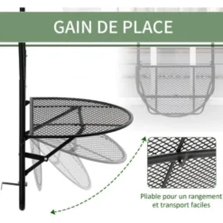 OUTSUNNY Table Suspendue Pour Balcon Pliable Dim. Plateau 60L X 40l Cm Hauteur Réglable 57-72H Cm Métal époxy Noir -Promos Verde Rêverie Boutique 53829930 5