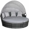 SVITA Savannah Poly-Rattan Ilot De Bronzage Chaise Longue Set De Meubles De Jardin Voile Grise -Promos Verde Rêverie Boutique 53853019 1