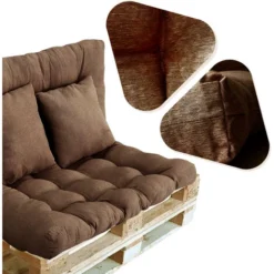 Coussins Pour Canapé Palette -Lot De 4 Coussins Pour Canapé Palette Intérieur/extérieur - Assise 120 X 80 X 10 Cm + Dossier 120 X 50 X 10 Cm + 2 Coussins Carrés - Coussin De Confort Pour Canapé Palett -Promos Verde Rêverie Boutique 53931950 3