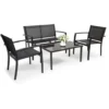 Ensemble De Salon De Jardin Extérieur Meuble De Jardin 4 Pièces En Rotin 3 Chaises Et 1 Table En Verre Trempé Pour Jardin, Balcon, Noir - IntimaTe WM Heart 2 Ensemble De Salon De Jardin Extérieur Meuble De Jardin 4 Pièces En Rotin 3 Chaises Et 1 Table En Verre Trempé Pour Jardin, Balcon, Noir - IntimaTe WM Heart -Promos Verde Rêverie Boutique 53940414 1