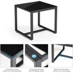 Salon De Jardin 2 Places 3 Pièces - 2 Chaises Et 1 Table Basse Plateau Verre Trempé Pour Jardin, Terrasse, Noir - IntimaTe WM Heart 10 Salon De Jardin 2 Places 3 Pièces - 2 Chaises Et 1 Table Basse Plateau Verre Trempé Pour Jardin, Terrasse, Noir - IntimaTe WM Heart -Promos Verde Rêverie Boutique 53940420 4