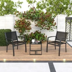 Salon De Jardin 2 Places 3 Pièces - 2 Chaises Et 1 Table Basse Plateau Verre Trempé Pour Jardin, Terrasse, Noir - IntimaTe WM Heart 11 Salon De Jardin 2 Places 3 Pièces - 2 Chaises Et 1 Table Basse Plateau Verre Trempé Pour Jardin, Terrasse, Noir - IntimaTe WM Heart -Promos Verde Rêverie Boutique 53940420 5