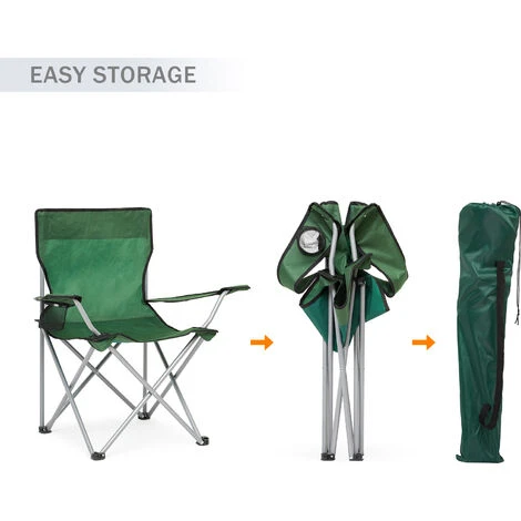 Lot De 2 Fauteuil Chaise De Camping Pliable Avec Porte-Gobelet ,Portable Pour Plage,Pêche, BBQ, Vert -IWMH 5 Lot De 2 Fauteuil Chaise De Camping Pliable Avec Porte-Gobelet ,Portable Pour Plage,Pêche, BBQ, Vert -IWMH – Image 3