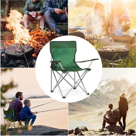 Lot De 2 Fauteuil Chaise De Camping Pliable Avec Porte-Gobelet ,Portable Pour Plage,Pêche, BBQ, Vert -IWMH 7 Lot De 2 Fauteuil Chaise De Camping Pliable Avec Porte-Gobelet ,Portable Pour Plage,Pêche, BBQ, Vert -IWMH – Image 5