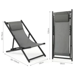 Chaise Longue Transat Pliable Chaise De Jardin Inclinable,pour Plage, Camping, Gris Foncé - Intimate WM Heart 9 Chaise Longue Transat Pliable Chaise De Jardin Inclinable,pour Plage, Camping, Gris Foncé - Intimate WM Heart -Promos Verde Rêverie Boutique 53940450 3