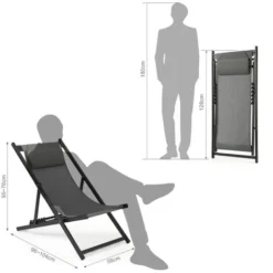 Chaise Longue Transat Pliable Chaise De Jardin Inclinable,pour Plage, Camping, Gris Foncé - Intimate WM Heart 10 Chaise Longue Transat Pliable Chaise De Jardin Inclinable,pour Plage, Camping, Gris Foncé - Intimate WM Heart -Promos Verde Rêverie Boutique 53940450 4