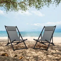 Chaise Longue Transat Pliable Chaise De Jardin Inclinable,pour Plage, Camping, Gris Foncé - Intimate WM Heart 11 Chaise Longue Transat Pliable Chaise De Jardin Inclinable,pour Plage, Camping, Gris Foncé - Intimate WM Heart -Promos Verde Rêverie Boutique 53940450 5