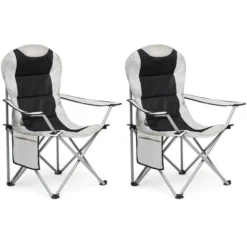 Fauteuil Chaise De Camping Pliable ,Portable Pour Plage,Pêche,gris,lot De 2 - IWMH