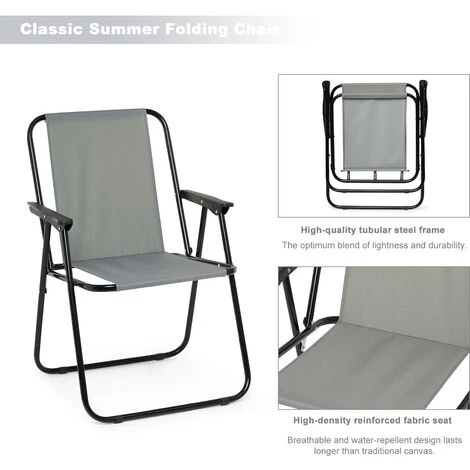 Fauteuil Chaise De Camping Pliable, Chaise De Plage Confortable, Lot De 2, Gris - IntimaTe WM Heart 5 Fauteuil Chaise De Camping Pliable, Chaise De Plage Confortable, Lot De 2, Gris - IntimaTe WM Heart – Image 3