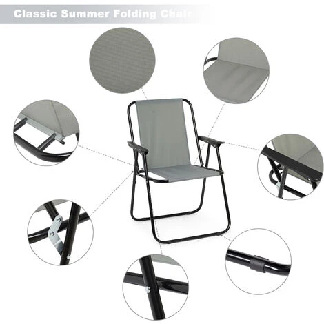 Fauteuil Chaise De Camping Pliable, Chaise De Plage Confortable, Lot De 2, Gris - IntimaTe WM Heart 6 Fauteuil Chaise De Camping Pliable, Chaise De Plage Confortable, Lot De 2, Gris - IntimaTe WM Heart – Image 4