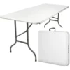 Table De Camping- Pique Nique - Pliable - Système De Transport Pratique - 180x70x74 Cm - Blanc - MaxxGarden.