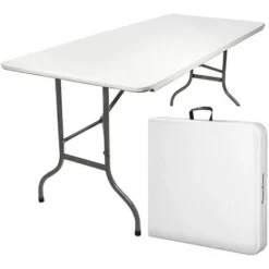 Table De Camping- Pique Nique - Pliable - Système De Transport Pratique - 180x70x74 Cm - Blanc - MaxxGarden.