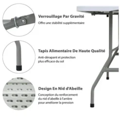 Table De Camping- Pique Nique - Pliable - Système De Transport Pratique - 180x70x74 Cm - Blanc - MaxxGarden. -Promos Verde Rêverie Boutique 54009944 5