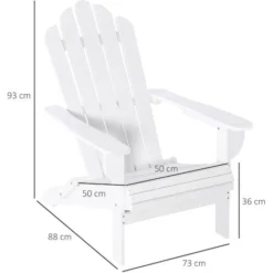 OUTSUNNY Fauteuil Adirondack Pliable De Jardin Grand Confort Dossier Incliné Assise Profonde Bois De Sapin Traité Peint Blanc 9 OUTSUNNY Fauteuil Adirondack Pliable De Jardin Grand Confort Dossier Incliné Assise Profonde Bois De Sapin Traité Peint Blanc -Promos Verde Rêverie Boutique 54127931 3