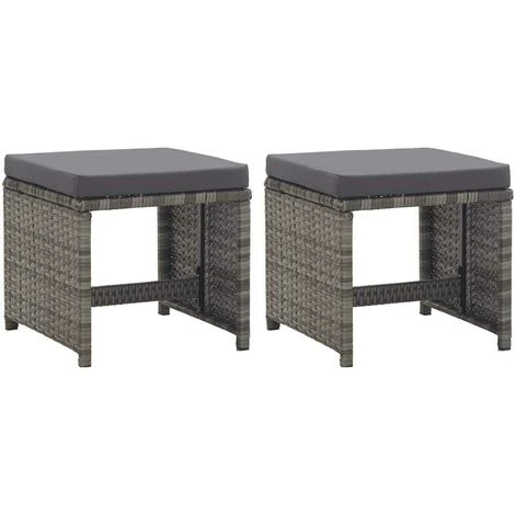 Hommoo Tabourets De Jardin 2 Pcs Et Coussins Resine Tressee Anthracite 3 Hommoo Tabourets De Jardin 2 Pcs Et Coussins Resine Tressee Anthracite