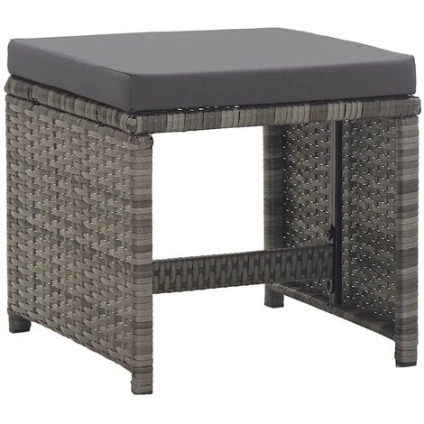 Hommoo Tabourets De Jardin 2 Pcs Et Coussins Resine Tressee Anthracite 4 Hommoo Tabourets De Jardin 2 Pcs Et Coussins Resine Tressee Anthracite – Image 2