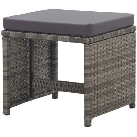 Hommoo Tabourets De Jardin 2 Pcs Et Coussins Resine Tressee Anthracite 6 Hommoo Tabourets De Jardin 2 Pcs Et Coussins Resine Tressee Anthracite – Image 4