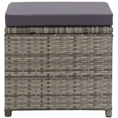 Hommoo Tabourets De Jardin 2 Pcs Et Coussins Resine Tressee Anthracite 7 Hommoo Tabourets De Jardin 2 Pcs Et Coussins Resine Tressee Anthracite – Image 5