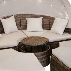 Canapé De Jardin Rond En Beige 8 Places 210cm LED+housse En Rotin Tressé, Auvent Pliable Modulable Table Réglable En Hauteur – Salon De Jardin Rond En Beige-marron/cappu De BRAST 9 Canapé De Jardin Rond En Beige 8 Places 210cm LED+housse En Rotin Tressé, Auvent Pliable Modulable Table Réglable En Hauteur – Salon De Jardin Rond En Beige-marron/cappu De BRAST -Promos Verde Rêverie Boutique 54235616 3