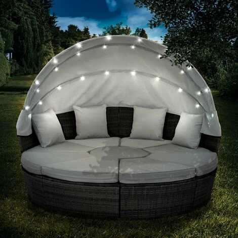 Canapé De Jardin Rond En Noir 8 Places 210cm LED+housse En Rotin Tressé, Auvent Pliable Modulable Table Réglable En Hauteur – Salon De Jardin Rond Noir/gris Clair De BRAST 3 Canapé De Jardin Rond En Noir 8 Places 210cm LED+housse En Rotin Tressé, Auvent Pliable Modulable Table Réglable En Hauteur – Salon De Jardin Rond Noir/gris Clair De BRAST