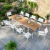 Table De Jardin Extensible Aluminium Blanche 200/300cm + 10 Fauteuils Empilables Textilène - MARCEAU 1 Table De Jardin Extensible Aluminium Blanche 200/300cm + 10 Fauteuils Empilables Textilène - MARCEAU -Promos Verde Rêverie Boutique 54285163 1