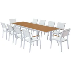 Table De Jardin Extensible Aluminium Blanche 200/300cm + 10 Fauteuils Empilables Textilène - MARCEAU -Promos Verde Rêverie Boutique 54285163 3