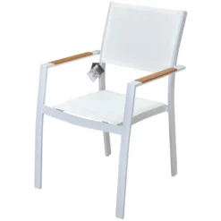 Table De Jardin Extensible Aluminium Blanche 200/300cm + 10 Fauteuils Empilables Textilène - MARCEAU -Promos Verde Rêverie Boutique 54285163 5