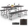 Table Pliante - Ensemble Table De Camping 2 Bancs - 180x75x74cm - Valise De Transport - Noir - MaxxGarden 2 Table Pliante - Ensemble Table De Camping 2 Bancs - 180x75x74cm - Valise De Transport - Noir - MaxxGarden -Promos Verde Rêverie Boutique 54292623 1
