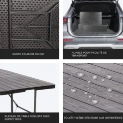 Table Pliante - Ensemble Table De Camping 2 Bancs - 180x75x74cm - Valise De Transport - Noir - MaxxGarden -Promos Verde Rêverie Boutique 54292623 3