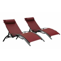 Bains De Soleil Monaco Rouge Bourgogne (lot De 2) 7 Bains De Soleil Monaco Rouge Bourgogne (lot De 2) -Promos Verde Rêverie Boutique 54425606 3