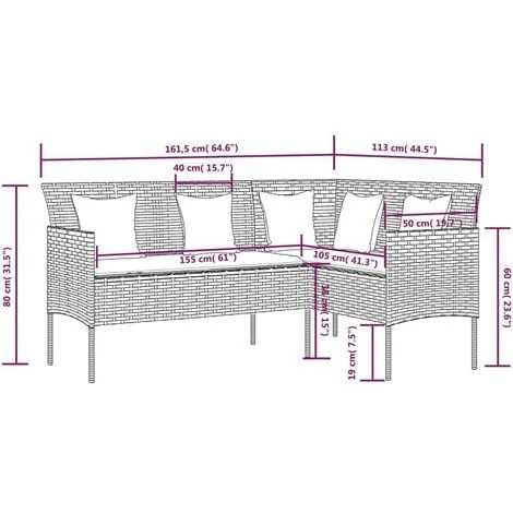 Canapé D'extérieur En L Avec Coussins Résine Tressée Marron VidaXL 5 Canapé D'extérieur En L Avec Coussins Résine Tressée Marron VidaXL – Image 3