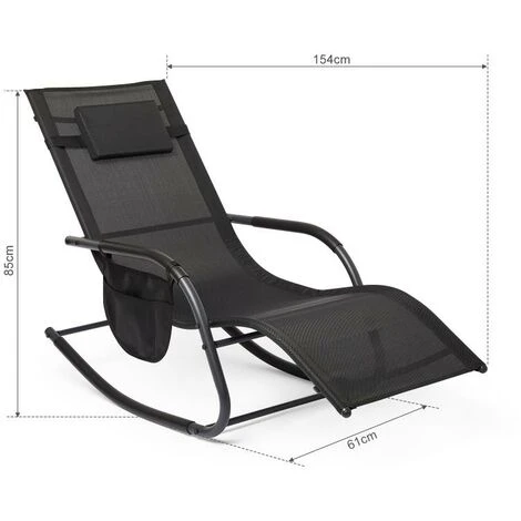Fauteuil De Jardin à Bascule Avec Repose-pieds Et Coussin, Bain De Soleil Rocking Chair - Noir - Mondeer 4 Fauteuil De Jardin à Bascule Avec Repose-pieds Et Coussin, Bain De Soleil Rocking Chair - Noir - Mondeer – Image 2