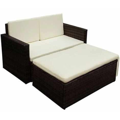 Salon De Jardin 2 Pcs Avec Coussins Résine Tressée Marron VidaXL 3 Salon De Jardin 2 Pcs Avec Coussins Résine Tressée Marron VidaXL