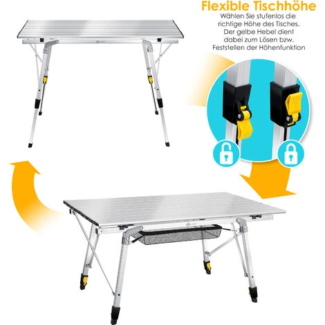 KESSER® Table De Camping Pliante Table De Camping Pliable Avec Cadre En Aluminium Plateau De Table Enroulable Table Pliante Avec Réglage De La Hauteur Et Sac De Transport Avec Sangle 90 X 53 Cm, Ju 5 KESSER® Table De Camping Pliante Table De Camping Pliable Avec Cadre En Aluminium Plateau De Table Enroulable Table Pliante Avec Réglage De La Hauteur Et Sac De Transport Avec Sangle 90 X 53 Cm, Ju – Image 3