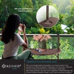 KESSER® Table De Balcon Suspendue Pliable Table De Balcon à Suspendre Table De Balcon Suspendue Réglable En Hauteur Sur 3 Niveaux Table Pliante Balustrade De Balcon Résistante Aux Intempéries Avec 2 E 11 KESSER® Table De Balcon Suspendue Pliable Table De Balcon à Suspendre Table De Balcon Suspendue Réglable En Hauteur Sur 3 Niveaux Table Pliante Balustrade De Balcon Résistante Aux Intempéries Avec 2 E -Promos Verde Rêverie Boutique 54666818 5