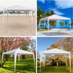 Tente Imperméable 3 X 3m Avec Tubes Spiralés Pavillon De Jardin , Blanc 10 Tente Imperméable 3 X 3m Avec Tubes Spiralés Pavillon De Jardin , Blanc -Promos Verde Rêverie Boutique 54718087 4