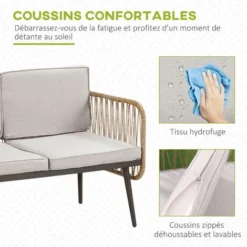 OUTSUNNY Salon De Jardin 4 Places 4 Pièces Style Colonial Table Basse Coussins Beige Inclus Résine Tressée Aspect Rotin 11 OUTSUNNY Salon De Jardin 4 Places 4 Pièces Style Colonial Table Basse Coussins Beige Inclus Résine Tressée Aspect Rotin -Promos Verde Rêverie Boutique 54809815 5