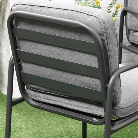 OUTSUNNY Ensemble Salon De Jardin 4 Places 4 Pièces - 8 Coussins Déhoussables Inclus - Métal époxy Polyester Gris 6 OUTSUNNY Ensemble Salon De Jardin 4 Places 4 Pièces - 8 Coussins Déhoussables Inclus - Métal époxy Polyester Gris – Image 4